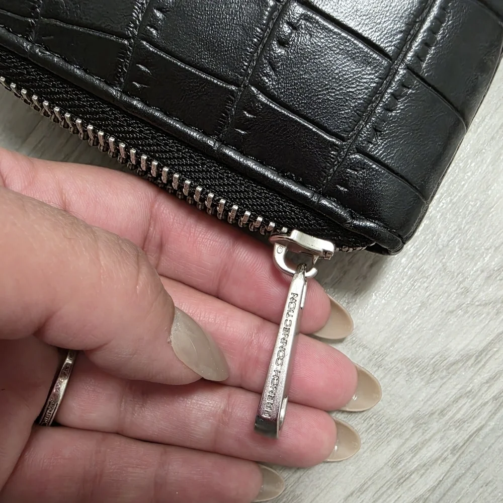 French Connection Black Croc-Embossed Wristlet Wallet & Phone Case - Like New!
